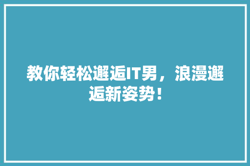 教你轻松邂逅IT男，浪漫邂逅新姿势！ 网站优化