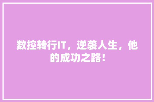 数控转行IT，逆袭人生，他的成功之路！