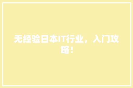 无经验日本IT行业，入门攻略！ 网站优化