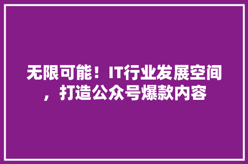 无限可能！IT行业发展空间，打造公众号爆款内容 百度算法