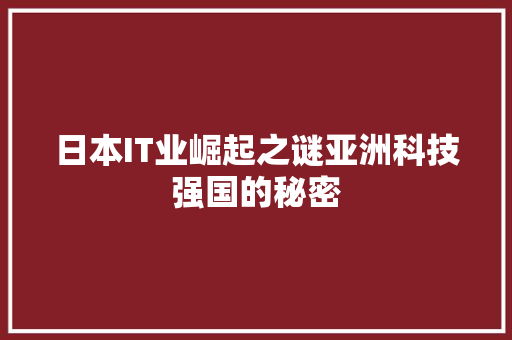 日本IT业崛起之谜亚洲科技强国的秘密 seo技术