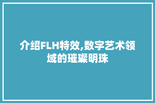 介绍FLH特效,数字艺术领域的璀璨明珠