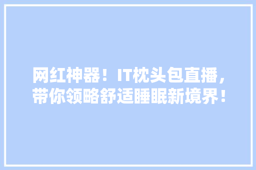 网红神器！IT枕头包直播，带你领略舒适睡眠新境界！ 小程序开发