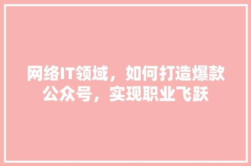 网络IT领域，如何打造爆款公众号，实现职业飞跃 AI技术学习