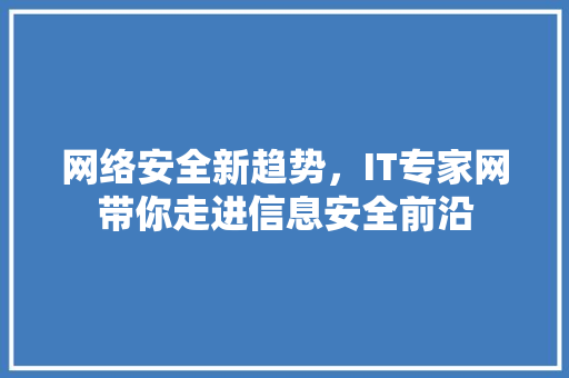 网络安全新趋势，IT专家网带你走进信息安全前沿 头条优化