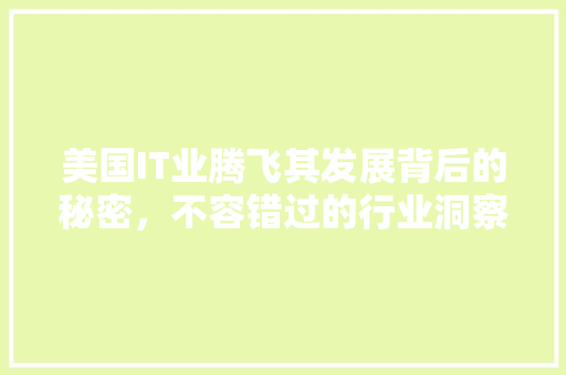 美国IT业腾飞其发展背后的秘密，不容错过的行业洞察！ AI技术学习