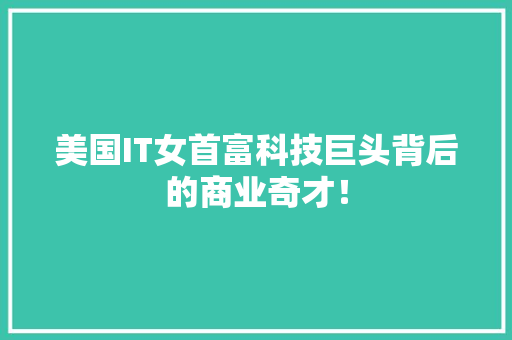 美国IT女首富科技巨头背后的商业奇才！