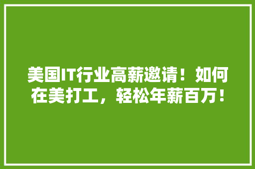 美国IT行业高薪邀请！如何在美打工，轻松年薪百万！ 网站开发