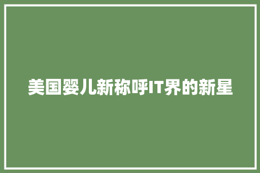 美国婴儿新称呼IT界的新星