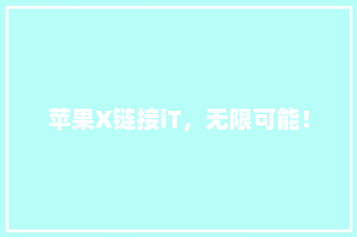 苹果X链接iT，无限可能！