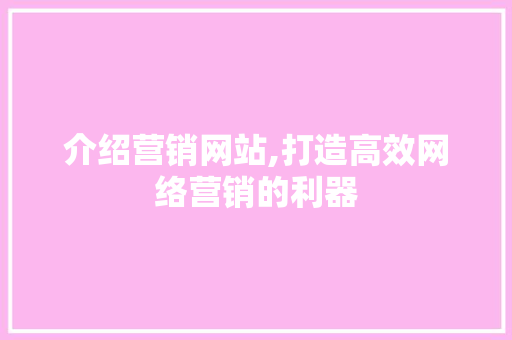 介绍营销网站,打造高效网络营销的利器