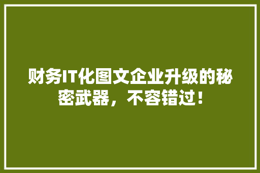 财务IT化图文企业升级的秘密武器，不容错过！ 搜狗优化