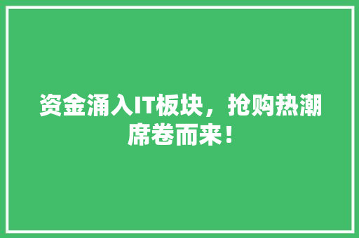 资金涌入IT板块，抢购热潮席卷而来！ 百度算法
