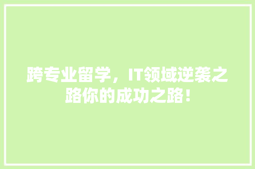 跨专业留学，IT领域逆袭之路你的成功之路！ AI技术学习