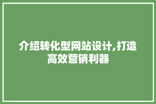 介绍转化型网站设计,打造高效营销利器