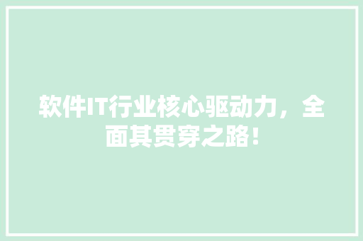 软件IT行业核心驱动力，全面其贯穿之路！