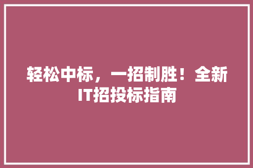 轻松中标，一招制胜！全新IT招投标指南