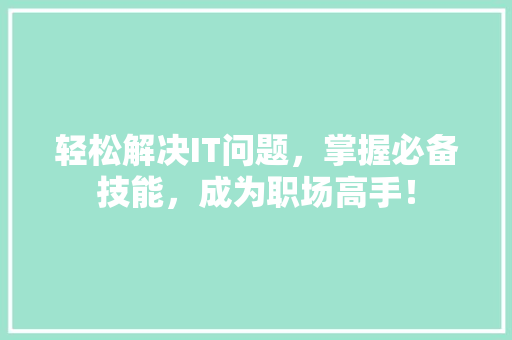 轻松解决IT问题，掌握必备技能，成为职场高手！