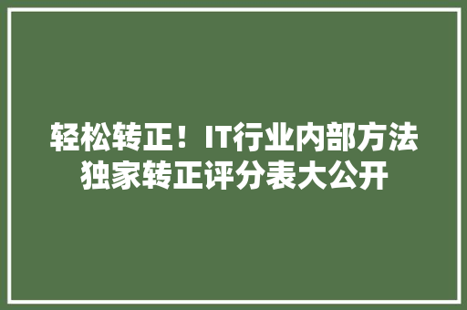 轻松转正！IT行业内部方法独家转正评分表大公开