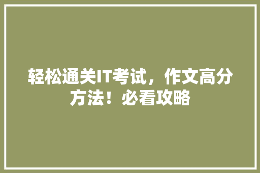 轻松通关IT考试，作文高分方法！必看攻略