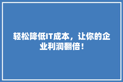 轻松降低IT成本，让你的企业利润翻倍！ 网站开发