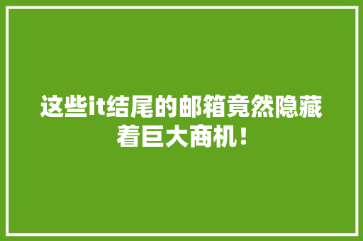 这些it结尾的邮箱竟然隐藏着巨大商机！