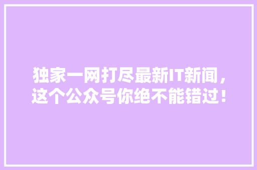 独家一网打尽最新IT新闻，这个公众号你绝不能错过！ 搜狗优化