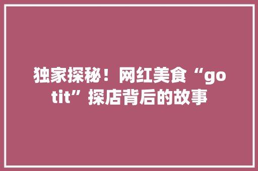 独家探秘！网红美食“gotit”探店背后的故事 seo技术