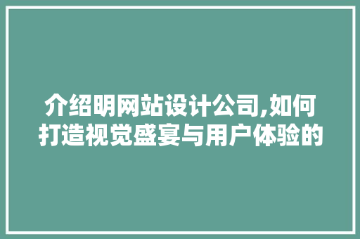 介绍明网站设计公司,如何打造视觉盛宴与用户体验的完美融合