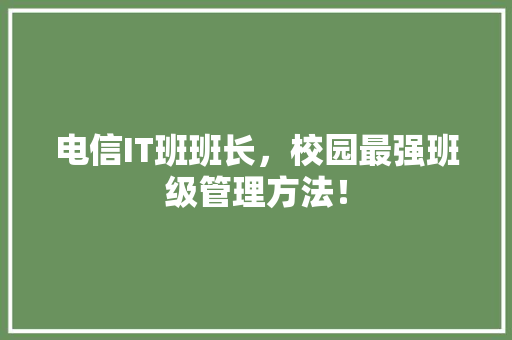 电信IT班班长，校园最强班级管理方法！ AI技术学习