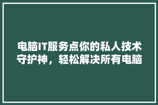 电脑IT服务点你的私人技术守护神，轻松解决所有电脑难题！ 网站开发