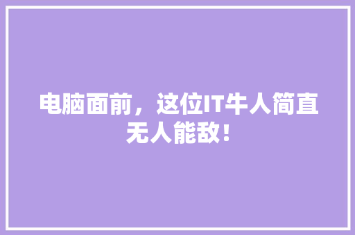 电脑面前，这位IT牛人简直无人能敌！