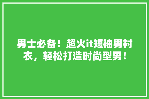 男士必备！超火it短袖男衬衣，轻松打造时尚型男！