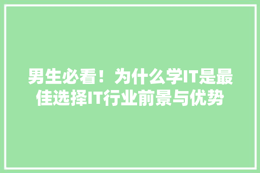 男生必看！为什么学IT是最佳选择IT行业前景与优势 百度算法