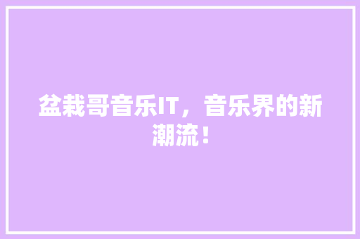 盆栽哥音乐IT，音乐界的新潮流！