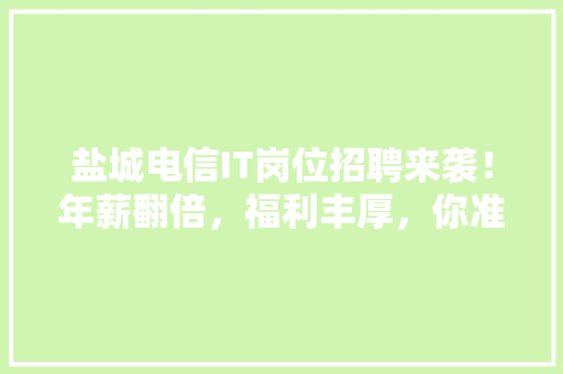 盐城电信IT岗位招聘来袭！年薪翻倍，福利丰厚，你准备好了吗 网站优化