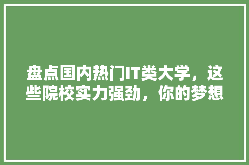 盘点国内热门IT类大学，这些院校实力强劲，你的梦想之校在这里！