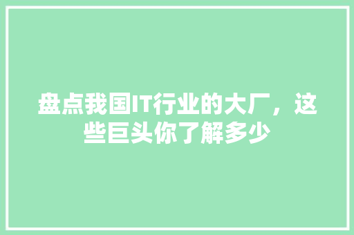 盘点我国IT行业的大厂，这些巨头你了解多少