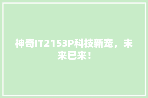 神奇IT2153P科技新宠，未来已来！