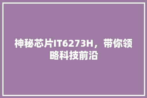 神秘芯片IT6273H，带你领略科技前沿