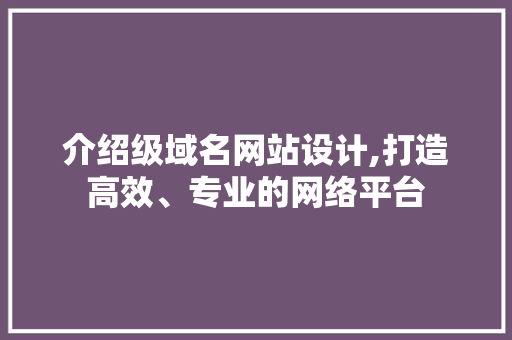 介绍级域名网站设计,打造高效、专业的网络平台 介绍级域名网站设计,打造高效、专业的网络平台 360搜优化