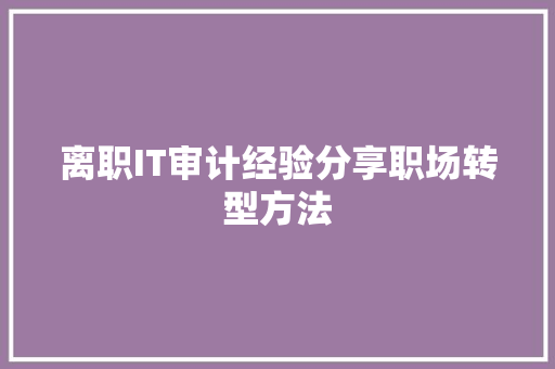 离职IT审计经验分享职场转型方法 百度算法