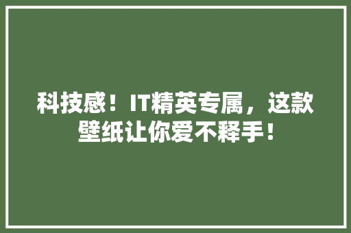 科技感！IT精英专属，这款壁纸让你爱不释手！ 360搜优化