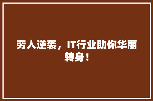 穷人逆袭，IT行业助你华丽转身！ 网站优化