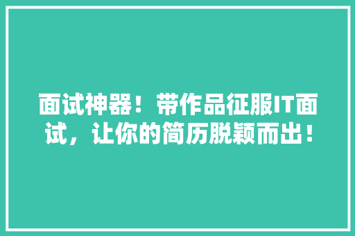 面试神器！带作品征服IT面试，让你的简历脱颖而出！ 小程序开发