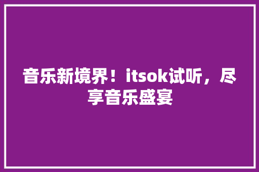 音乐新境界！itsok试听，尽享音乐盛宴 网站优化