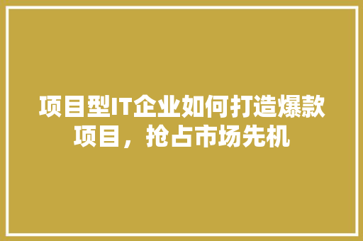 项目型IT企业如何打造爆款项目，抢占市场先机 搜狗优化