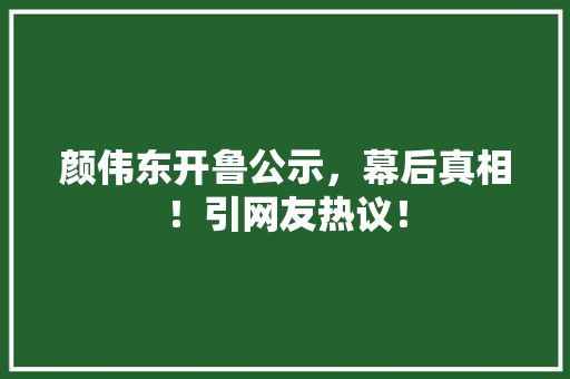 颜伟东开鲁公示，幕后真相！引网友热议！
