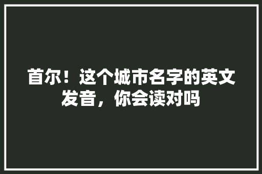首尔！这个城市名字的英文发音，你会读对吗 百度算法