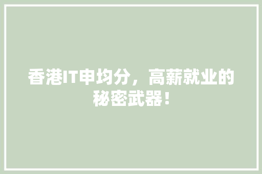 香港IT申均分，高薪就业的秘密武器！ 网站优化